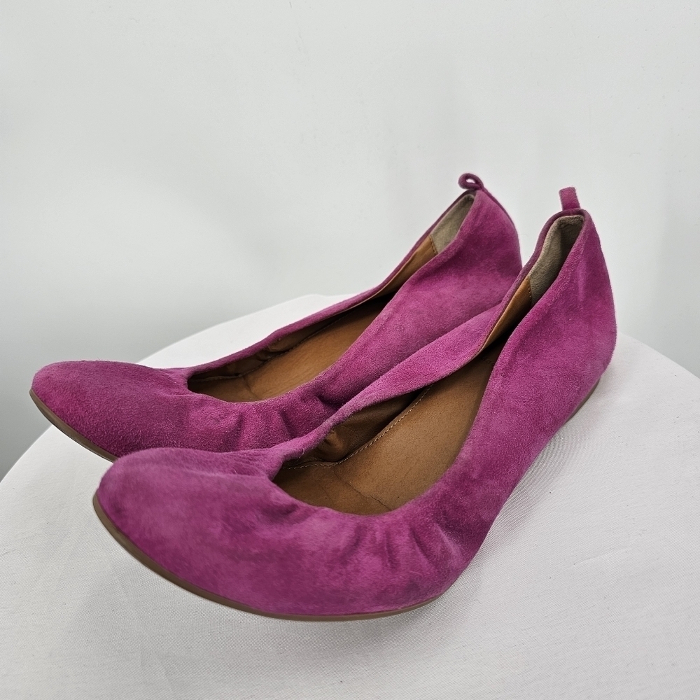 J.Crew Suede Bright Pink Ballet Loafers Flats Size 8.5